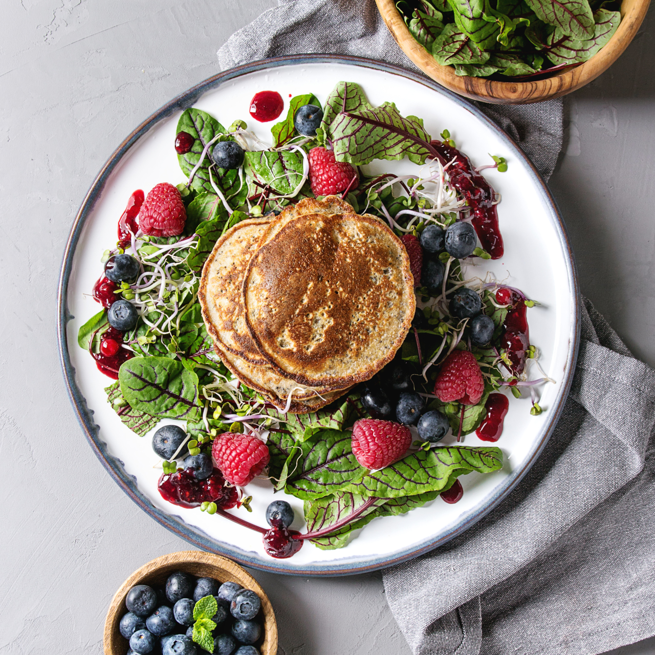 Vegan pancakes with greens