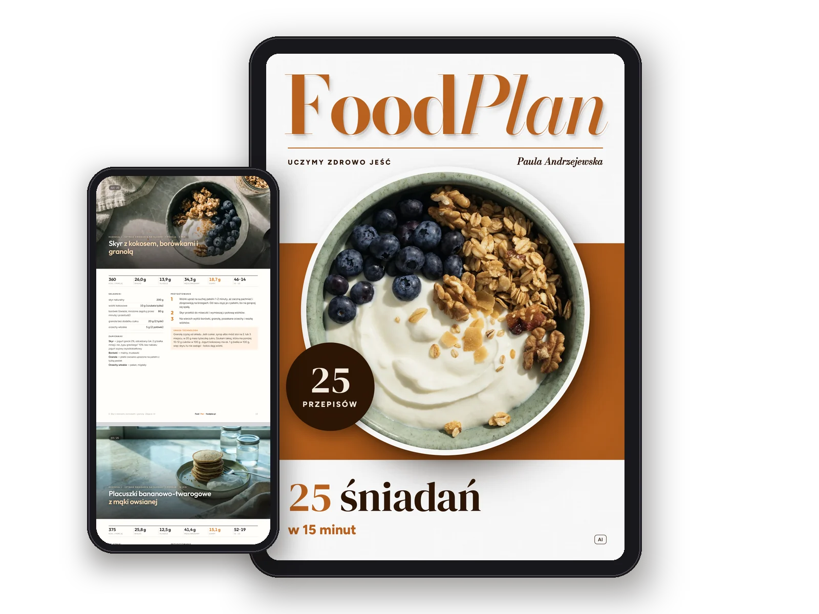 Ebook 25 śniadań w 15 minut w PDF na tablecie i telefonie