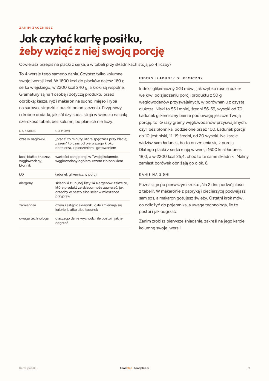 Strona 9 ebooka: Jak czytać kartę posiłku
