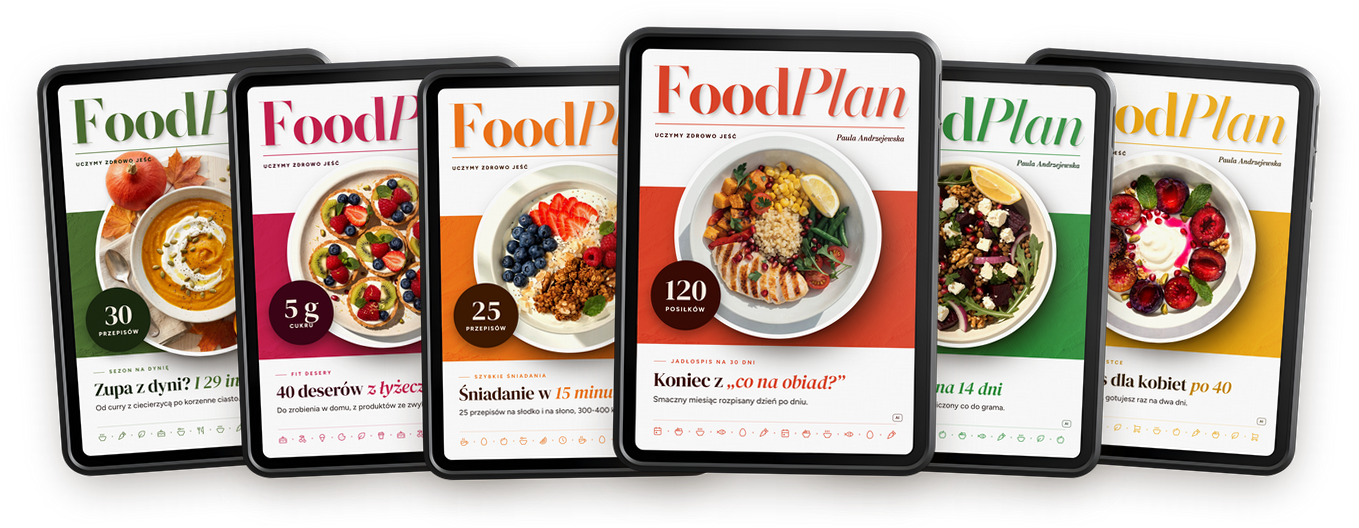 Sześć ebooków Food Plan na tabletach