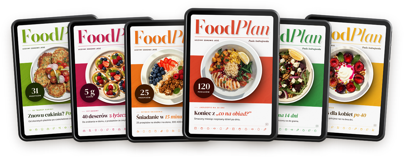 Sześć ebooków Food Plan na tabletach